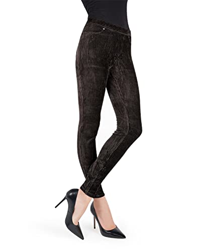 MeMoi Leggings aus Stretch-Cord, weit gerippt, schwarz, Large-X-Large von MeMoi