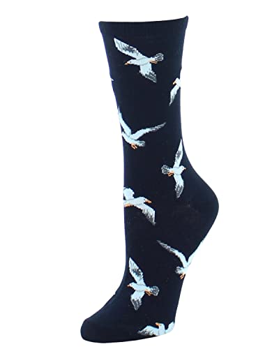 MeMoi Soaring Möwen Bambus Crew Socken, schwarz, Einheitsgröße von MeMoi