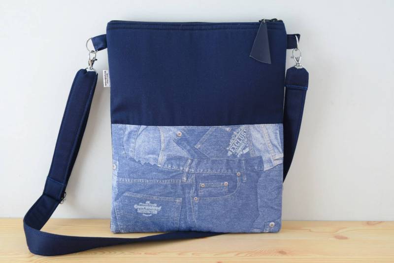 Blaue Tasche, Canvas Jeans Denim Jeanstasche, Crossbody Blaue Baumwolltasche, Baumwolltasche von MeSaleBordado