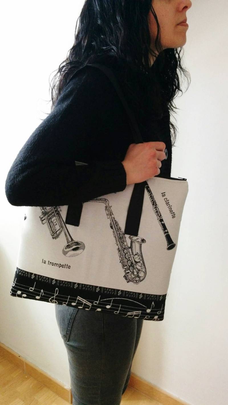 Bolso De Musica, Musical, Trompeta, Saxofon, Für Musicos, Mochila Bolsa Monedero Tela Musica von MeSaleBordado