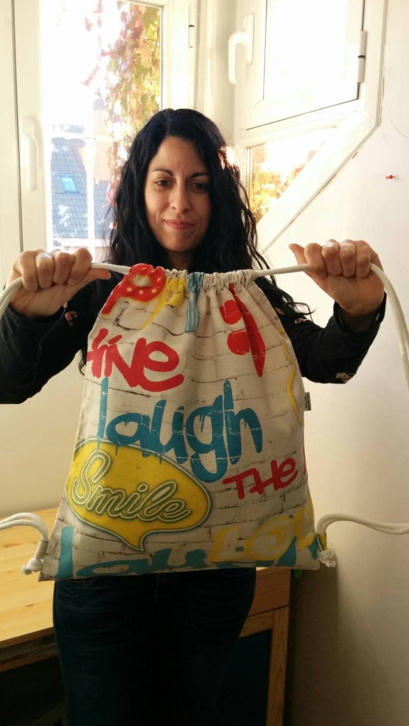 String-Rucksack, Comic-Rucksack, Graffiti-Druck-Stoff, Graffiti-Stoff, Stoff-Rucksack, Ziehen String Rucksack, Tasche, Graffiti-Druck von MeSaleBordado