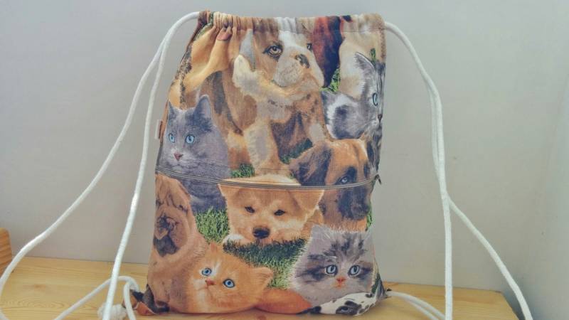 String-Rucksack, Ziehen String Tasche, Hunde Rucksack, Katzen Canvas-Rucksack, Strandrucksack, Stoff Geldbörse von MeSaleBordado