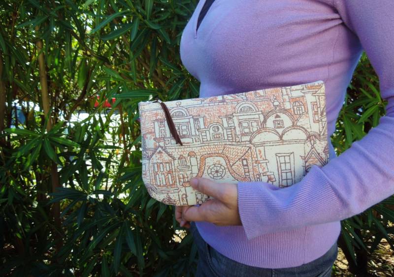 stoff-Kupplung, Hülle, Gesteppte Kupplung, Leinwand-Kupplung, Leinwand-Tasche, Segeltuchtasche, Braun Braune Tasche, Tasche Leinwand von MeSaleBordado