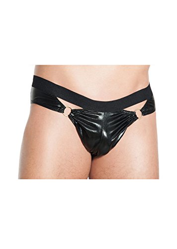 MeSeduce Herren Dessous fetisch Wetlook Slip schwarz mit Gummi-Bänder S/M von MeSeduce