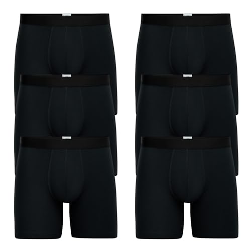 MeUndies Herren-Boxershorts, ultraweich, Mikro-Modal, feuchtigkeitsableitend, 6er-Pack, Schwarz, Medium von MeUndies
