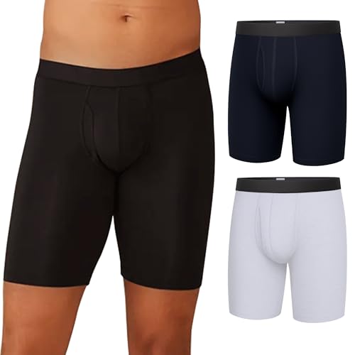 MeUndies Lange Herren-Boxershorts mit Eingriff – 22,9 cm Schrittlänge mit atmungsaktivem und bequemem Tencel-Micro-Modal-Gewebe – 3er-Pack, Klassisch, Medium von MeUndies