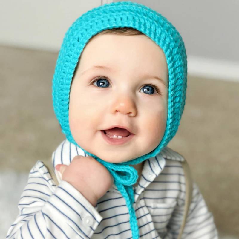Baby Mütze - Häkelmütze Teal Blue Rio Bonnet von Meadoria