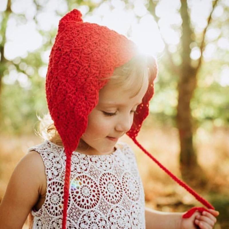 Häkeln Valentines Hut - Baby Natürliche Motorhaube Baumwolle Mädchen Rot Mütze Geschenk Kinder Pixie von Meadoria