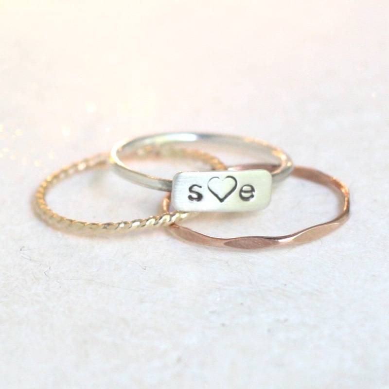 Personalisierten Ring. Silberring Set. Name, Mutterring. 925 Silber Gold Roségold. Anfangsring. Monogramm Besten Freunde Personalisierten Ring. Silberring Set. Name, Mutterring. 925 Silber Gold Roségold. Anfangsring. Monogramm Besten Freunde von MeadowbelleMarket