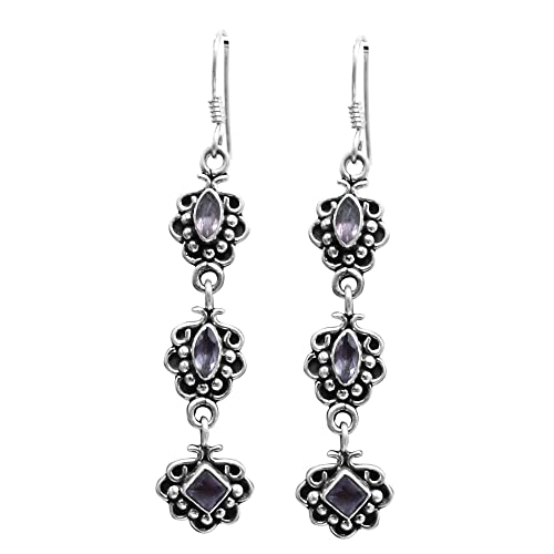 925 Sterling Silber Amethyst Ohrhänger Damen Silber Feiner Schmuck von Meadows