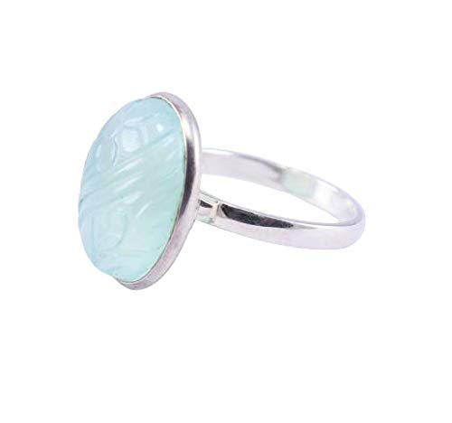 925 Sterling Silber Chalcedon Edelstein Ring Größe 7 US Silber Ring Schmuck Wiesen Crystalcraftindia von Meadows