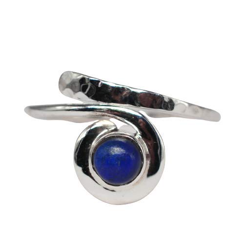 Meadows Crystalcraftindia Ring, 925er Sterlingsilber, Lapislazuli-Edelstein, verstellbar, Schmuck, Sterling Silber Silber Sterlingsilber Silber Stein, Lapislazuli von Meadows