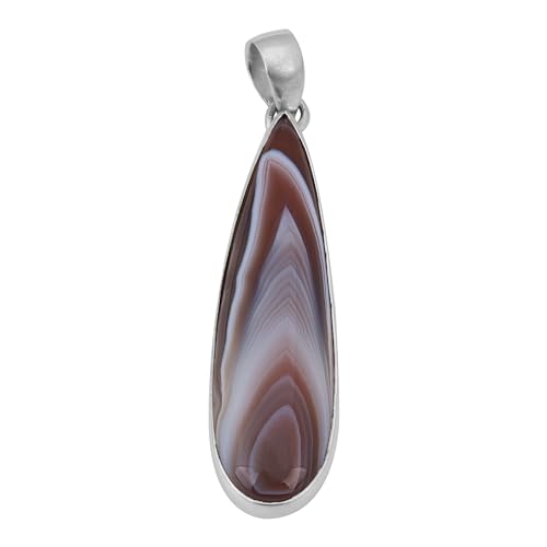 925 Sterling Silver Pendant, Botswana Agate Pendant, Handmade Simple Pendant von Meadows