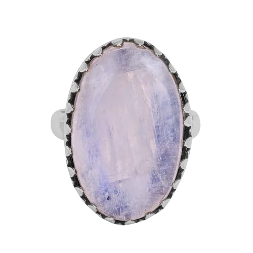Adjustable Moonstone Ring 925 Sterling Silver Ring Chunky Gemstone Ring Size 8.5 USA von Meadows