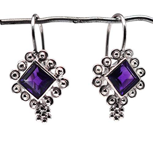 Amethyst Edelstein 925 Sterling Silber 4,58 g Silber Ohrringe Feiner Schmuck Wiesen von Meadows