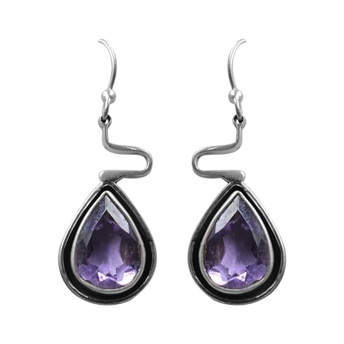 Amethyst-Ohrring für Frauen, Edelstein-Ohrring, handgefertigter Ohrring aus 925er Sterlingsilber von Meadows