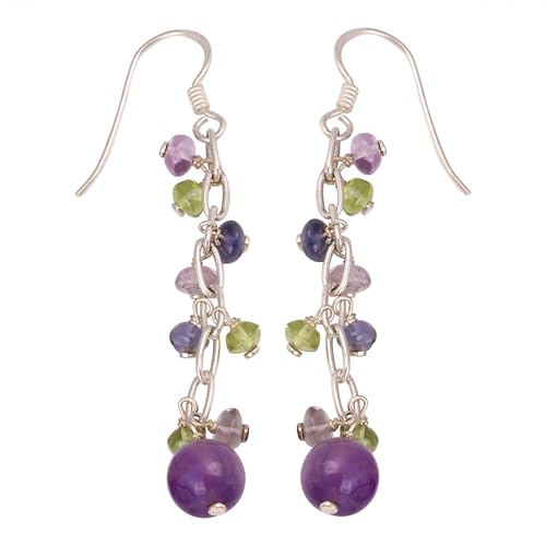 Amethyst & Peridot Beads Earring, Designer 925 Sterling Silver Earring, Bohemian Earring von Meadows
