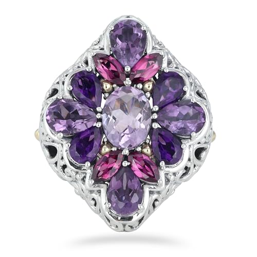 Amethyst & Rhodolite Ring, 925 Sterling Silver Ring, Unique Ring For Her, Ring Size 7 USA von Meadows