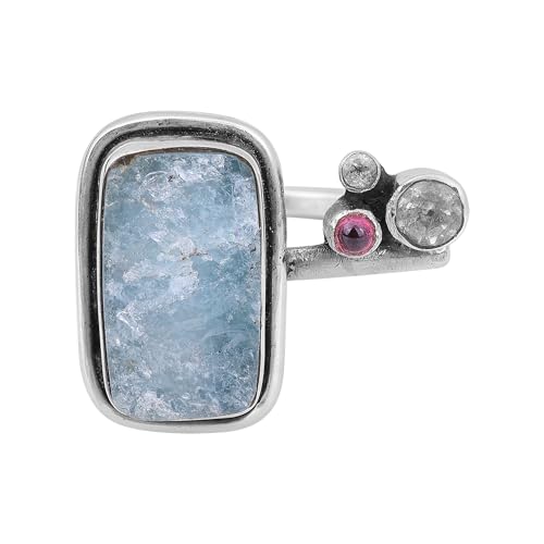 Aquamarine Ring, 925 Sterling Silver Ring, Handmade Ring For Women, Designer Ring Size 7 USA von Meadows