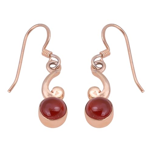 Carnelian Gemstone Earring, Rose Gold Plated 925 Sterling Silver Earring, Bohemian Earring von Meadows