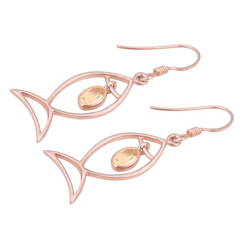 Citrine Earring, Rose Gold Plated 925 Sterling Silver Earring, Statement Earring von Meadows