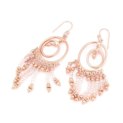 Clear Quartz Beads Earrings For Women Rose Gold Plated 925 Sterling Silver Earrings Dangle Earring von Meadows