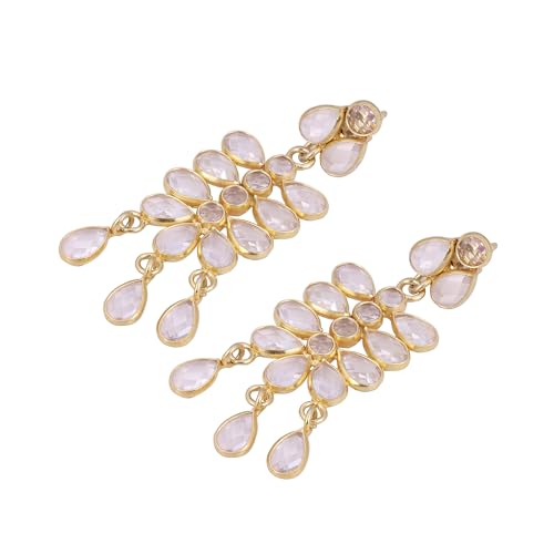 Clear Quartz Earring, Gold Plated 925 Sterling Silver Gemstone Earring, Statement Earring von Meadows