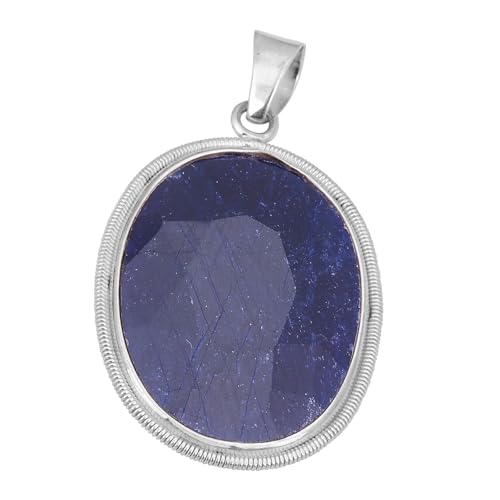 Designer Blue Sapphire Pendant, 925 Sterling Silver Handmade Pendant, Statement Pendant von Meadows