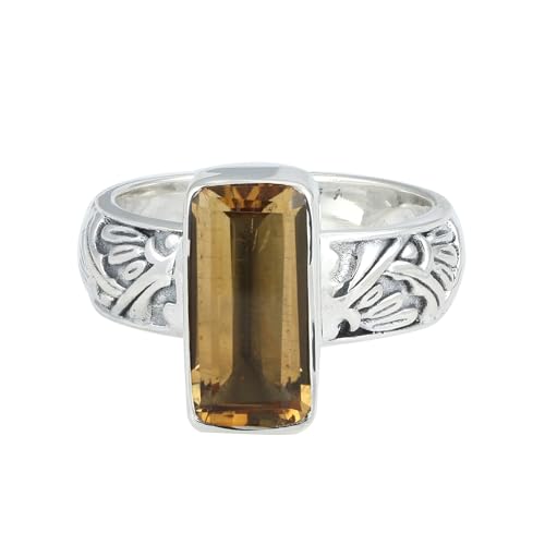 Designer Citrine Ring, 925 Sterling Silver Ring, Unique Ring For Her, Ring Size 10 USA von Meadows