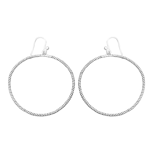 Designer Hoop Silber Ohrringe für Frauen 925 Sterling Silber Ohrringe Dangle, 57x43mm, Sterling Silber, Kein Edelstein von Meadows