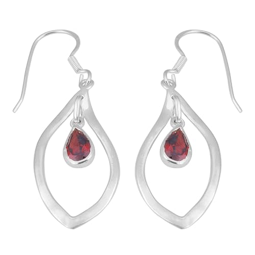 Designer Red Garnet Dangle Earring, 925 Sterling Silver Earring, Bohemian Earring von Meadows