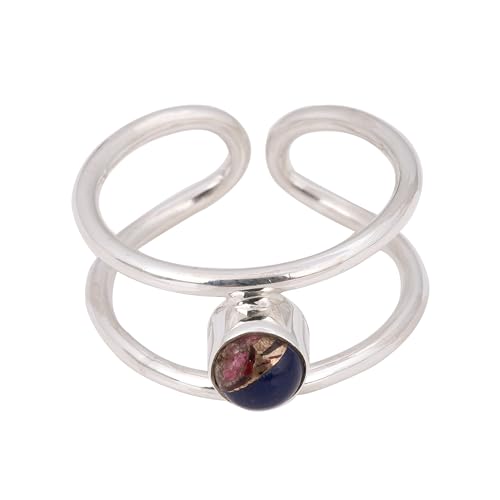 Doppelband verstellbar Wassermelone Mohave Kupfer Türkis Ring verstellbar 925 Sterling Silber Ring, Edelstein, Wassermelone Mohave Türkis von Meadows