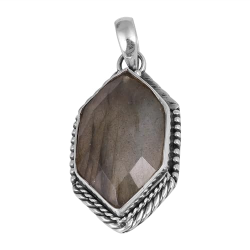 Faceted Natural Labradorite Pendant, 925 Sterling Silver Handmade Pendant, Statement Pendant von Meadows