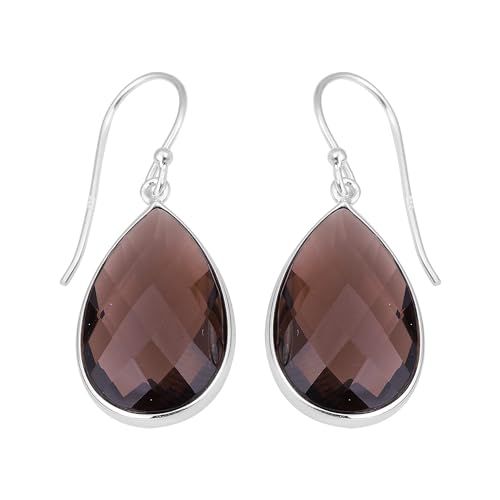 Faceted Smoky Quartz Earring, Natural Gemstone Gifts, 925 Sterling Silver Earring, Statement Earring von Meadows