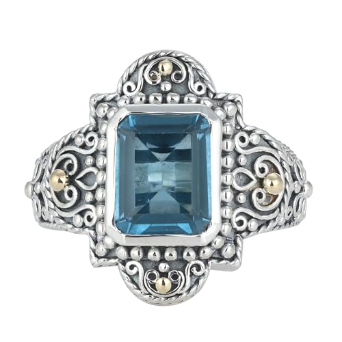 Faceted Swiss Blue Topaz Ring, 925 Sterling Silver Ring, Unique Ring For Her, Ring Size 7 USA von Meadows