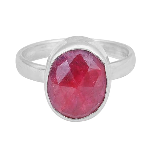Facettierter rosa Rubin Ring, 925 Sterling Silber Ring, Handgefertigter Ring für Frauen, Edelsteinring, Edelstein, Rosa Rubin von Meadows