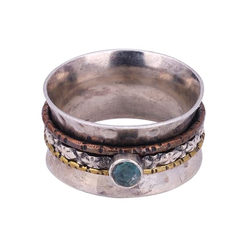 Fluorit Spinner Ring, 925 Sterling Silber Thumb Ring Birthday Gift, Ringgröße 8 USA, Sterling Silber, Fluorit von Meadows