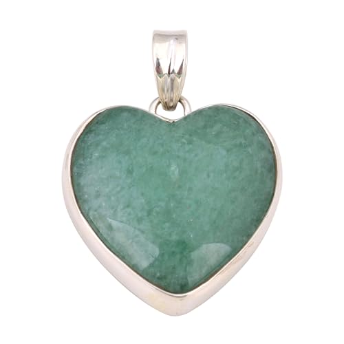 Heart Shape Aventurine Pendant, 925 Sterling Silver Handmade Stone Pendant, Statement Pendant von Meadows