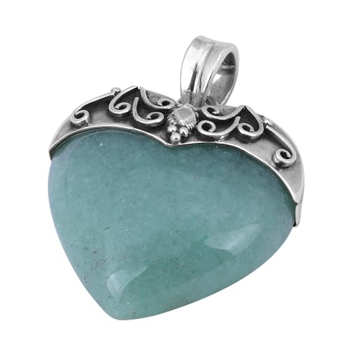 Herz Aventurin Anhänger 925 Sterling Silber Handarbeit Anhänger Statement Anhänger, 37 MM, Edelstein, Aventurin von Meadows