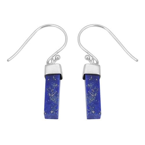 Lapislazuli Ohrstecker, 925 Sterling Silber, Bohemian Earring, 31x5mm, Sterling Silber, Lapislazuli von Meadows