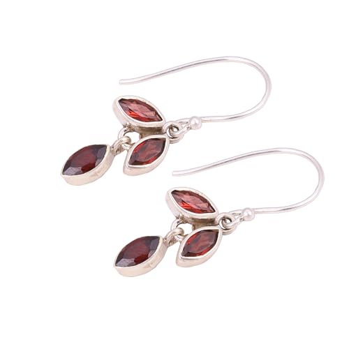 Marquise Faceted Red Garnet Dangle Earring, 925 Sterling Silver Earring, Bohemian Earring von Meadows