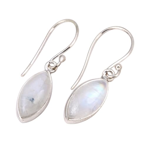 Marquise Shape Rainbow Moonstone Dangle Earring, 925 Sterling Silver Earring, Bohemian Earring von Meadows