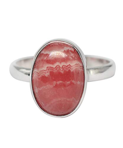 925 Sterling Silber Rhodochrosit Edelstein Ring Größe 8 US Ring Schmuck BOX-38 R-3099, Sterling Silber Silber Sterlingsilber Silber Stein, Rhodochrosit von Meadows