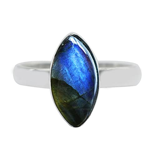 Meadows 925 Sterlingsilber Blau Feuer Labradorite Edelstein 2.94gm Ringgröße 8 US Silber Schmuck von Meadows