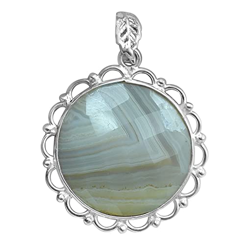 Meadows Botswana Achat Edelstein 925 Anhänger Silber massiv Feinschmuck PN101-1169, Silber Sterling-Silber Meadows Botswana Achat Edelstein 925 Anhänger Silber massiv Feinschmuck PN101-1169, Silber Sterling-Silber von Meadows