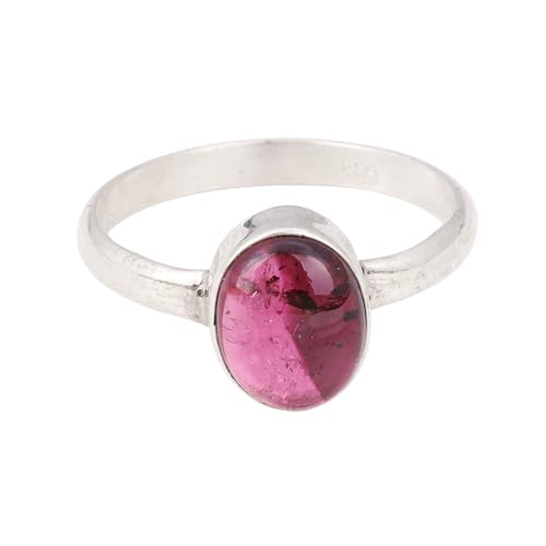 Meadows Rosa Turmalin Ring, 925er Sterlingsilber, handgefertigt, für Damen, Edelstein, Turmalin, Edelstein:, Turmalin von Meadows