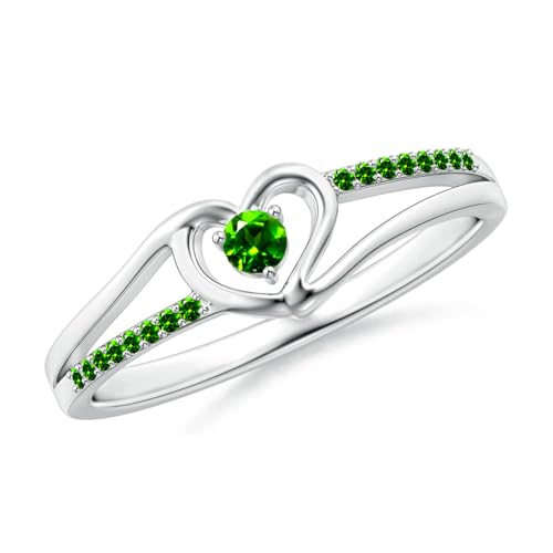 Meadows Simulierter runder Diamant-Ring mit geteiltem Schaft, Herz-Versprechenring in Silber/14 Karat Rotgelbgold, Geburtsstein für April, Geburtstag, Verlobung, Jahrestag, Hochzeit, Schmuck, Geschenk von Meadows