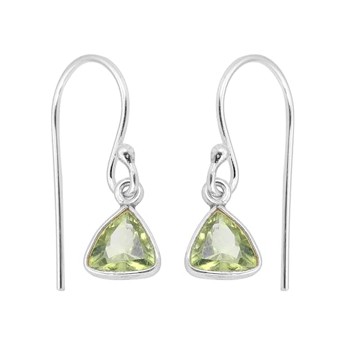 Minimalist Peridot Dangle Ohrstecker, Designer Ohrringe für Damen, 925 Sterling Silber, 20x6MM, Sterling Silber, Peridot von Meadows