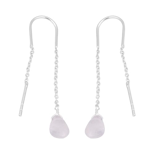 Moonstone Dangle Chain Earring, Minimalist 925 Sterling Silver Earring, Bohemian Earring von Meadows