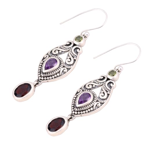 Multi Gemstone Earring, 925 Sterling Silver Earring, Traditional Women Gift Earrings von Meadows